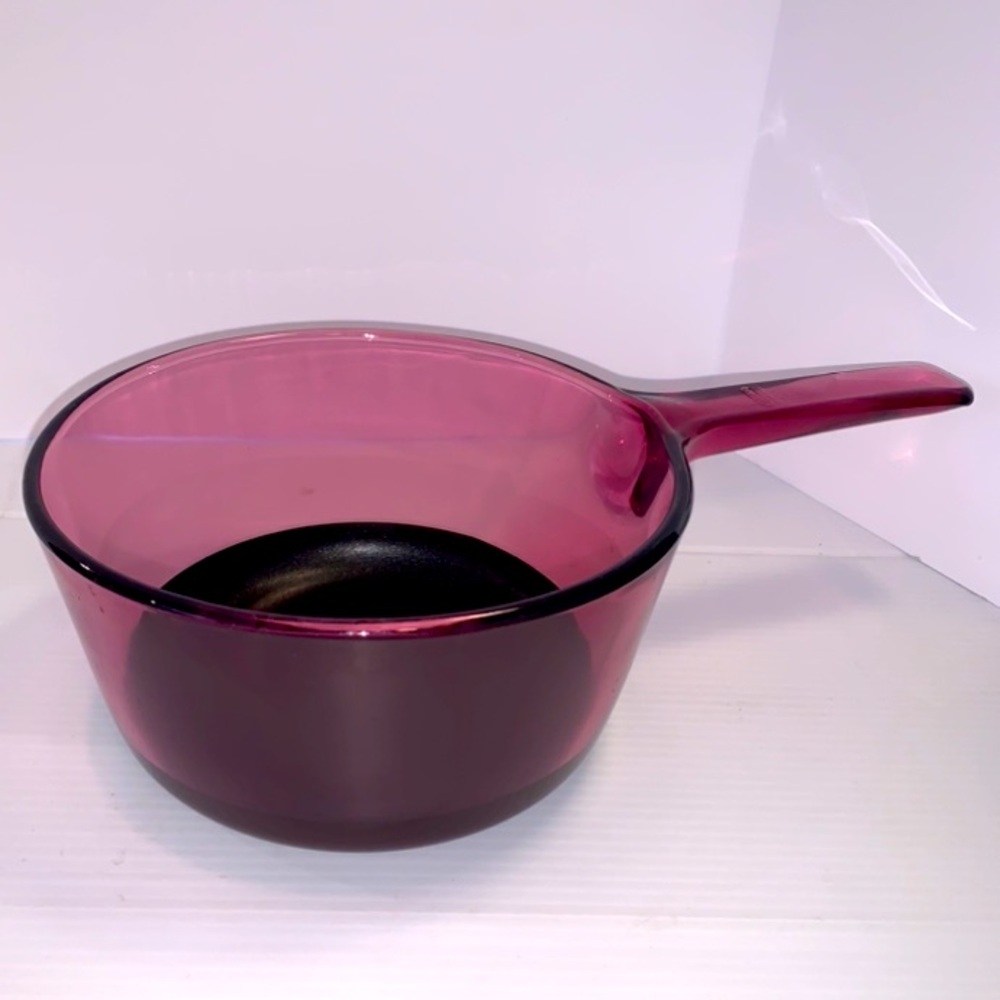Visions CorningWare 1.5 L Cranberry Pot: No Lid: Teflon Bottom Non Stick Pyrex